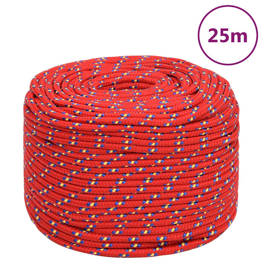 vidaXL Lodní lano červené 10 mm 25 m polypropylen