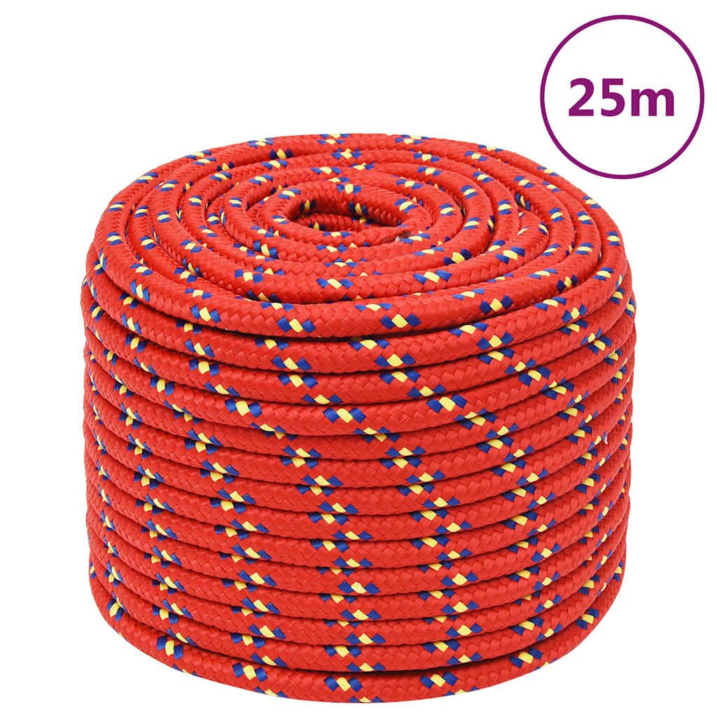 vidaXL Lodní lano červené 14 mm 25 m polypropylen