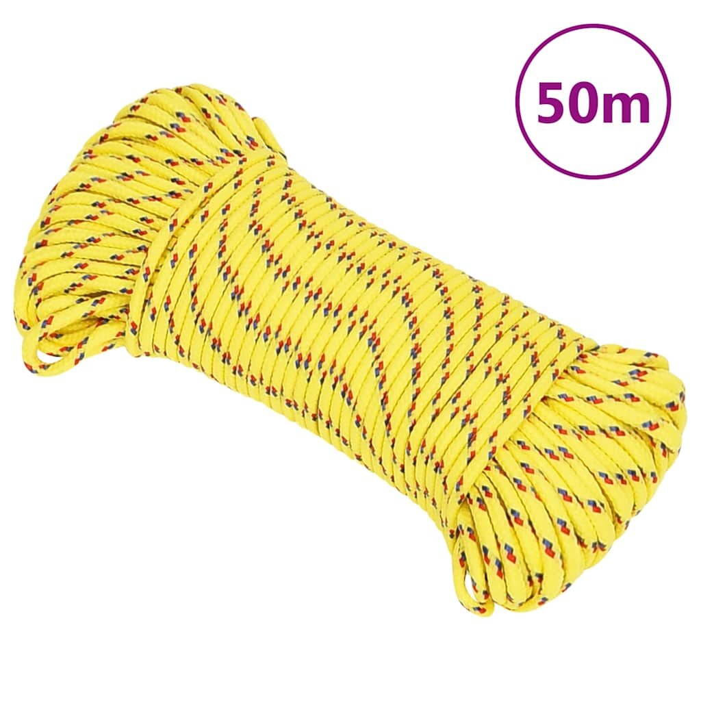 vidaXL Lodní lano žluté 5 mm 50 m polypropylen