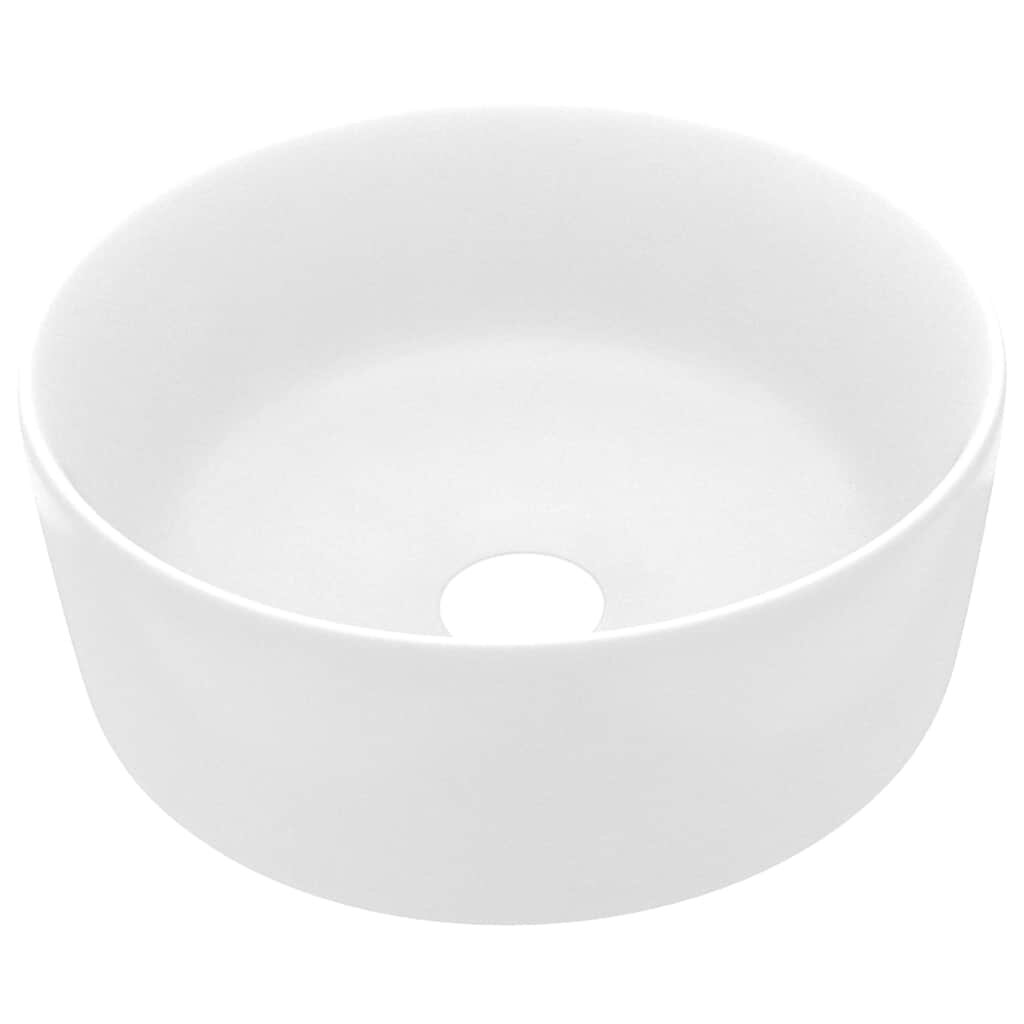 vidaXL Luxusní umyvadlo kulaté matné bílé 40 x 15 cm keramické