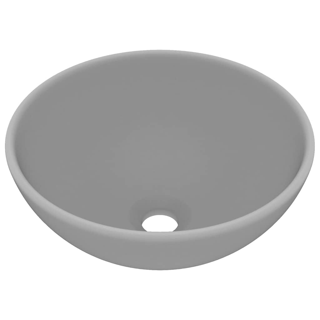 vidaXL Luxusní umyvadlo kulaté matné světle šedé 325x14 cm keramické