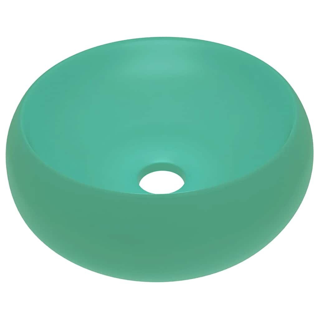 vidaXL Luxusní umyvadlo kulaté matné světle zelené 40x15 cm keramické