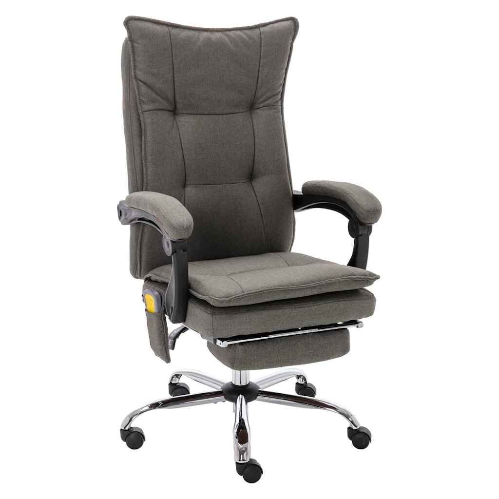 vidaXL Masážní kancelářská židle šedá textil