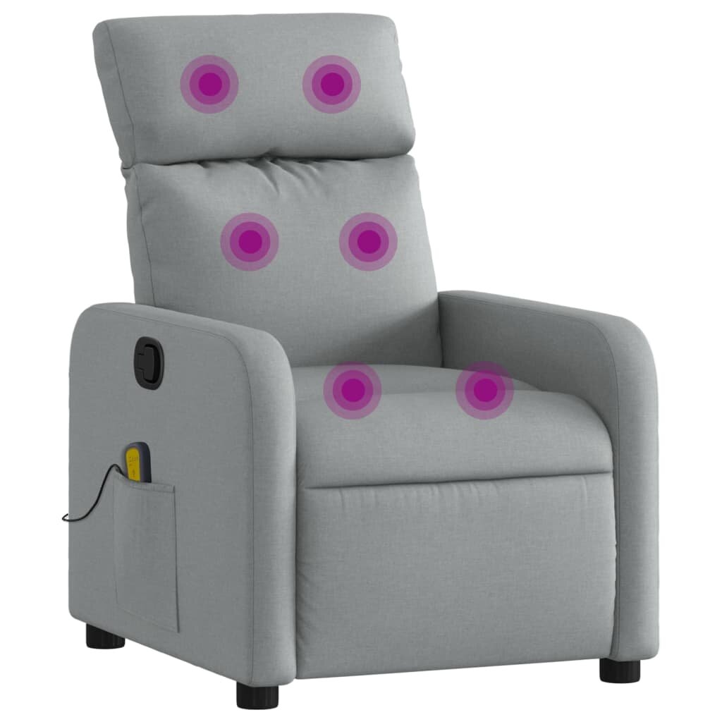 vidaXL Masážní křeslo s polohovacím mechanismem světle šedé látkové