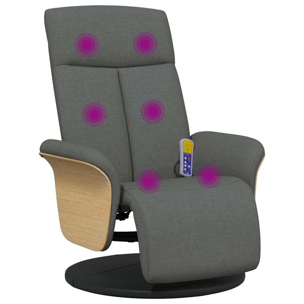 vidaXL Masážní polohovací křeslo s podnožkou tmavě šedé textil