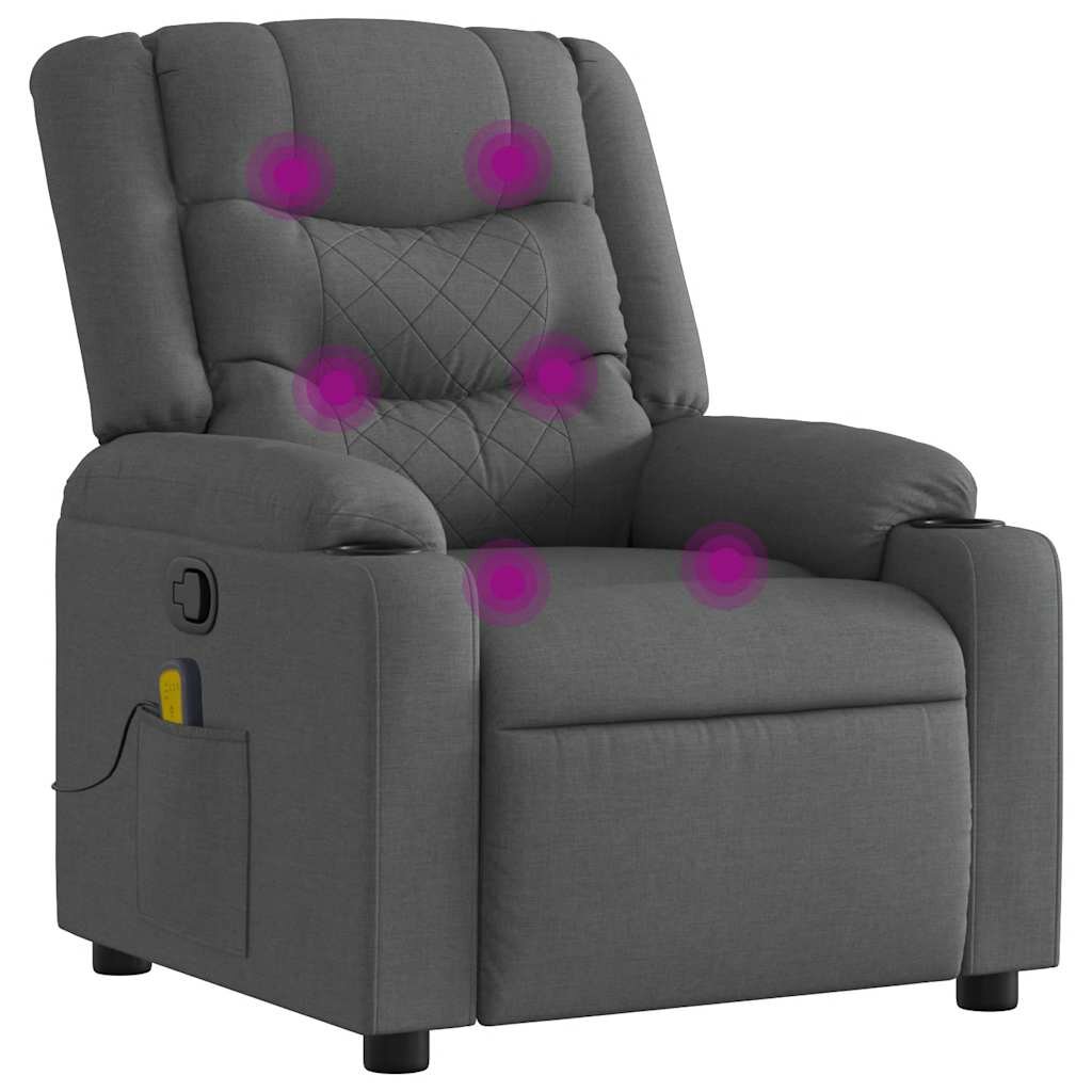 vidaXL Masážní polohovací křeslo tmavě šedé textil