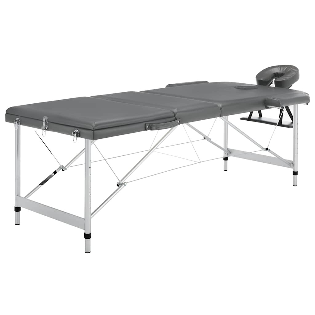 vidaXL Masážní stůl se 3 zónami hliníkový rám antracitový 186 x 68 cm