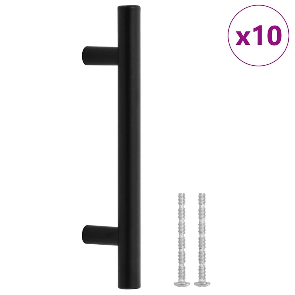 vidaXL Nábytkové úchytky 10 ks černé rozteč otvorů 96 mm celková délka 150 mm nerezová ocel