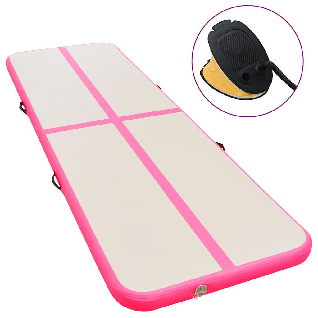 vidaXL Nafukovací cvičební podložka s pumpou 400x100x10 cm PVC růžová
