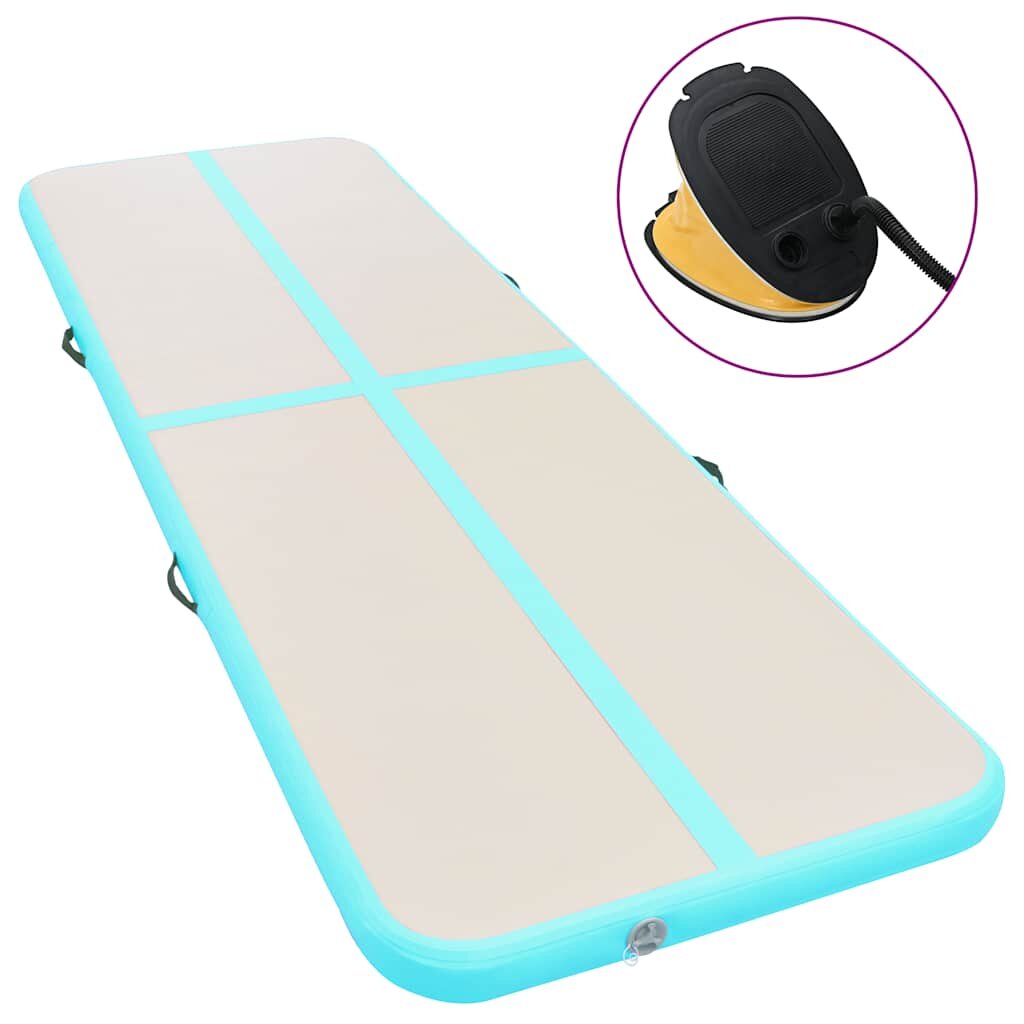 vidaXL Nafukovací cvičební podložka s pumpou 400x100x10 cm PVC zelená