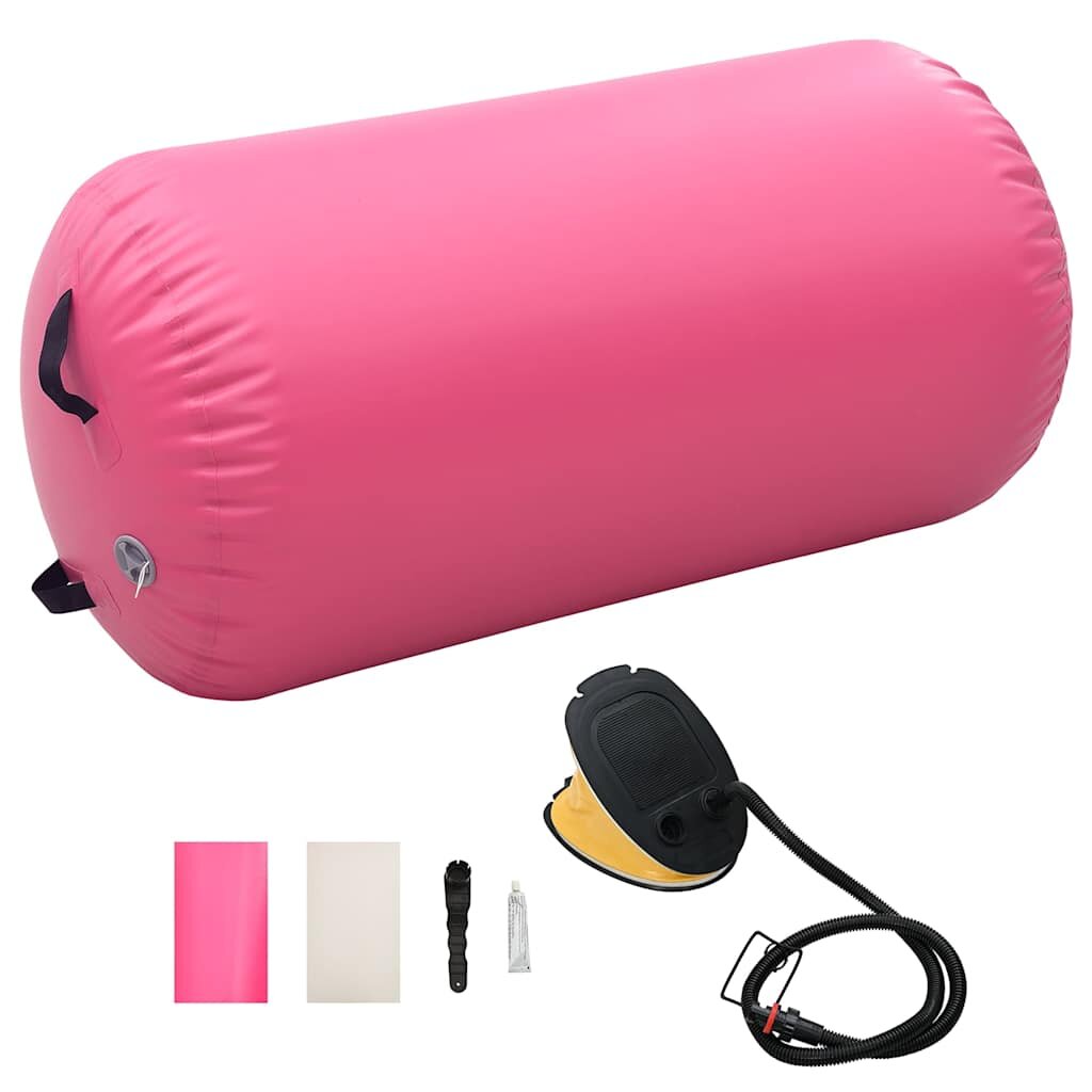 vidaXL Nafukovací cvičební válec s pumpou 120 x 75 cm PVC růžový