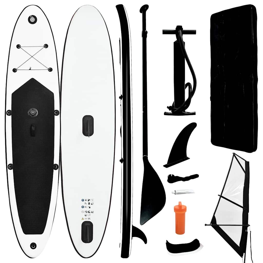 vidaXL Nafukovací Stand Up Paddleboard s plachtou černo-bílý