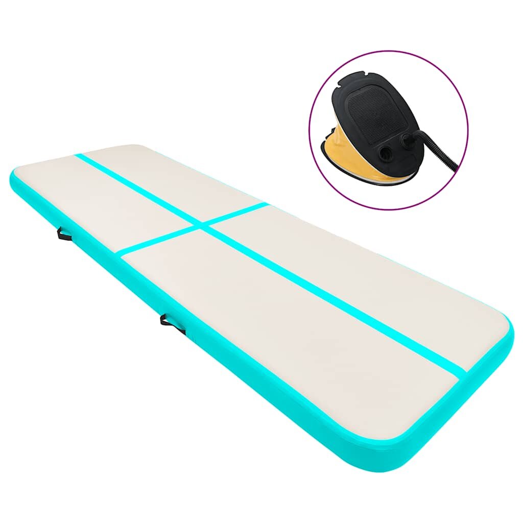 vidaXL Nafukovací žíněnka s pumpou 400 x 100 x 20 cm PVC zelená