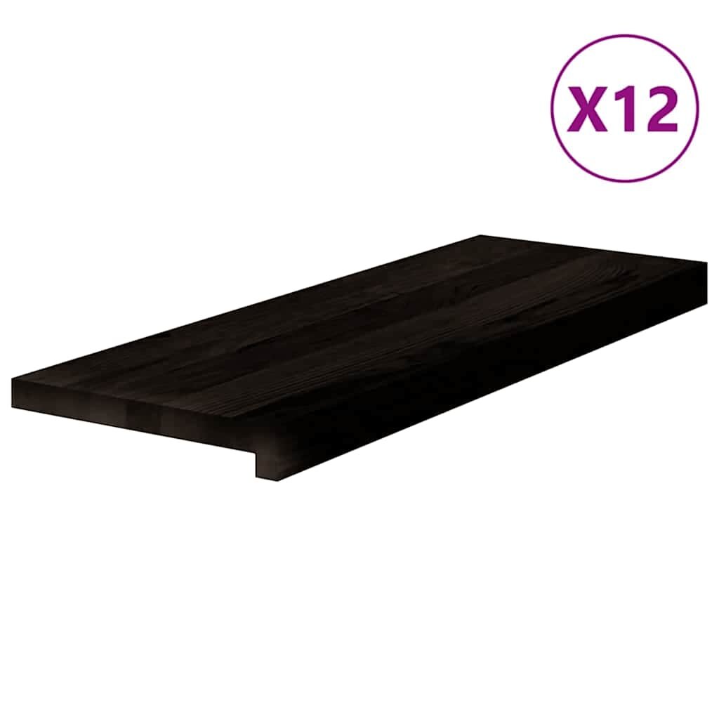 vidaXL Nášlapy na schody 12 ks hnědo-černé 70x25x2 cm masivní dub
