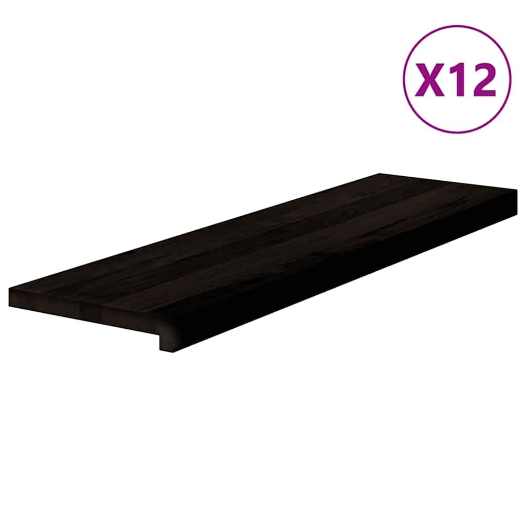 vidaXL Nášlapy na schody 12 ks hnědo-černé 90x30x2 cm masivní dub