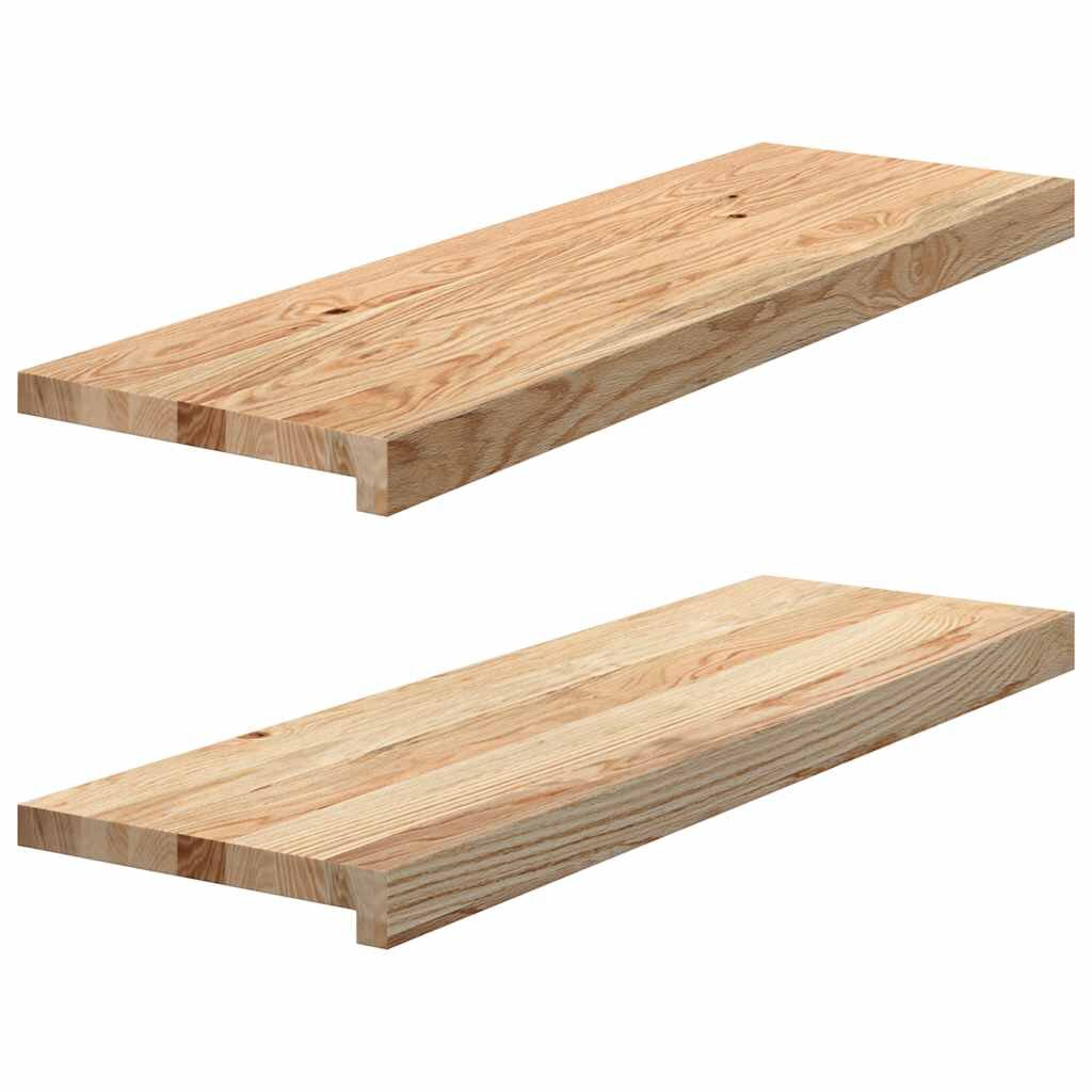 vidaXL Nášlapy na schody 2 ks neošetřené 80x25x2 cm masivní dub