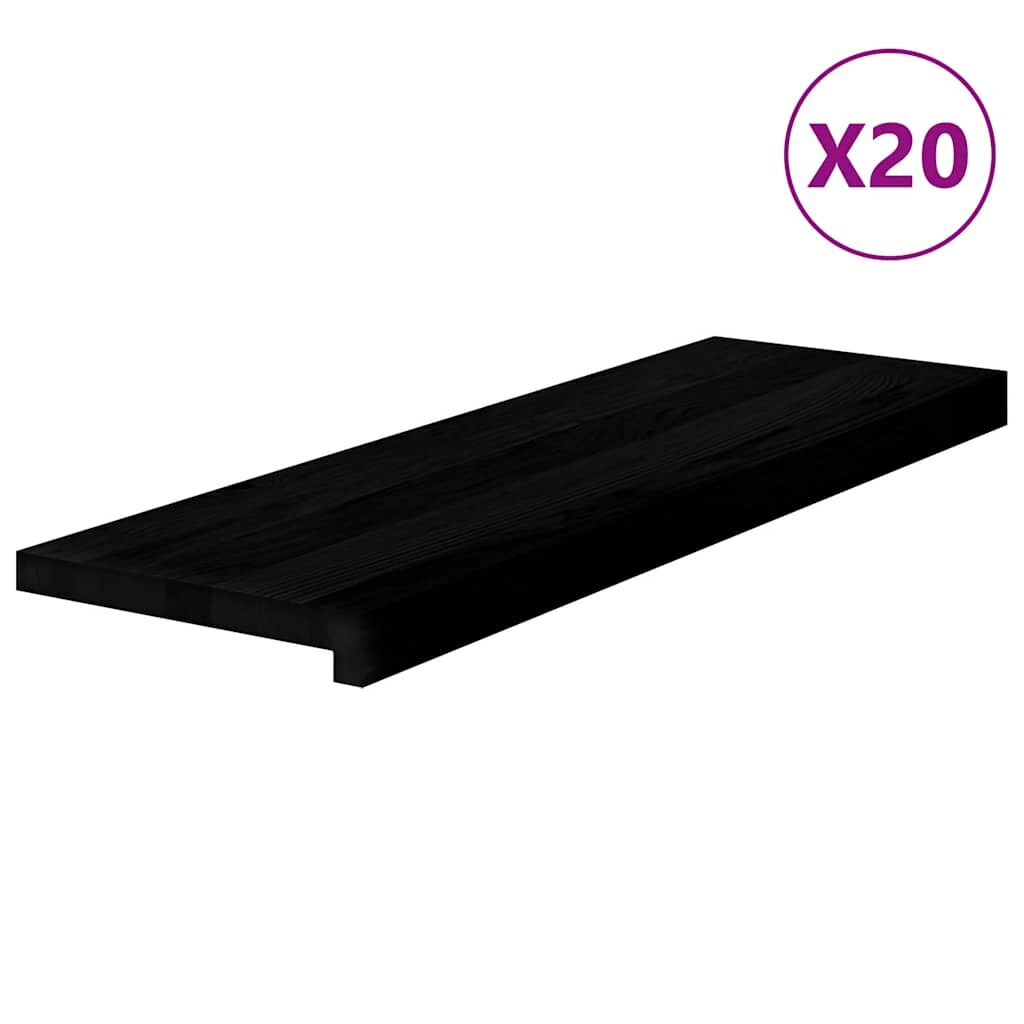 vidaXL Nášlapy na schody 20 ks hnědo-černé 80x25x2 cm masivní dub