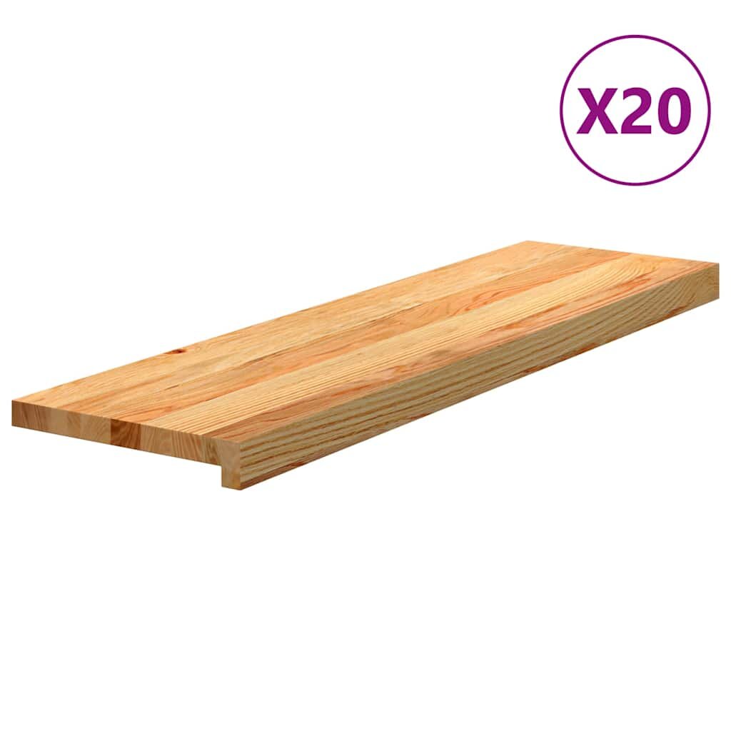 vidaXL Nášlapy na schody 20 ks světle hnědé 90x30x2 cm masivní dub