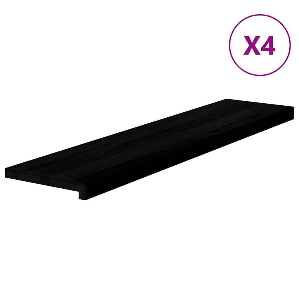 vidaXL Nášlapy na schody 4 ks hnědo-černé 110x25x2 cm masivní dub