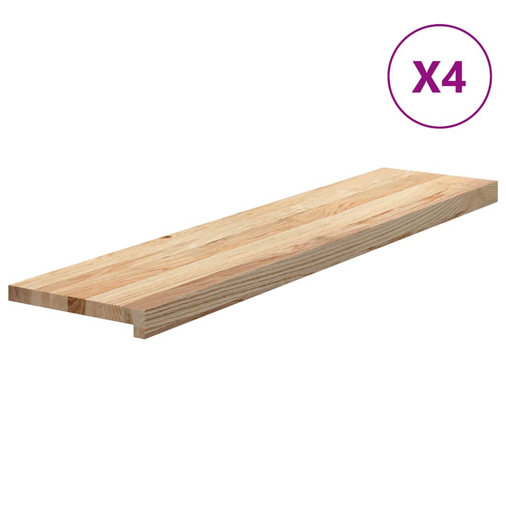 vidaXL Nášlapy na schody 4 ks neošetřené 110x25x2 cm masivní dub