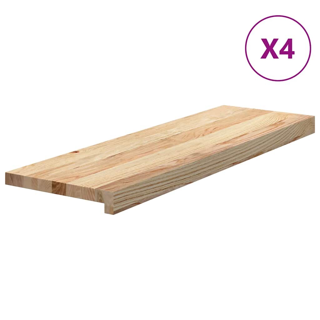 vidaXL Nášlapy na schody 4 ks neošetřené 80x25x2 cm masivní dub