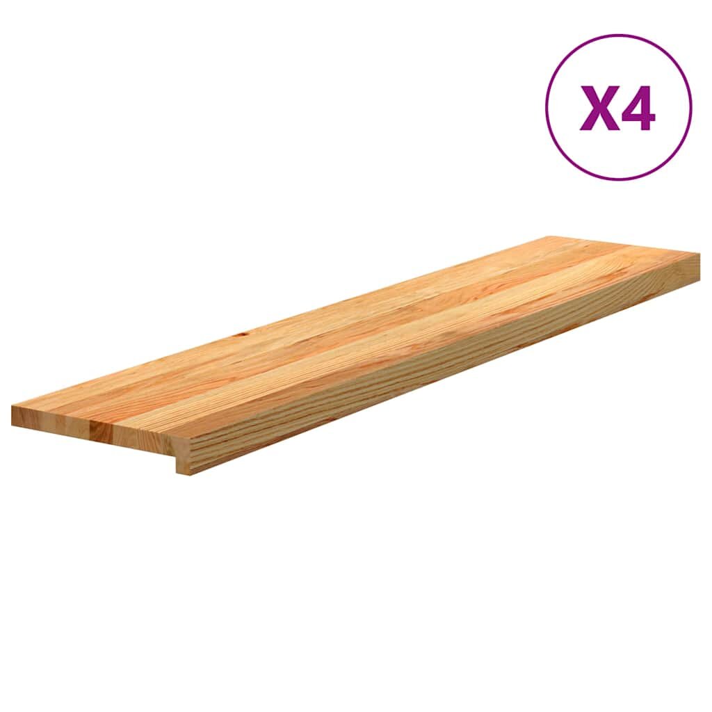 vidaXL Nášlapy na schody 4 ks světle hnědé 120x25x2 cm masivní dub