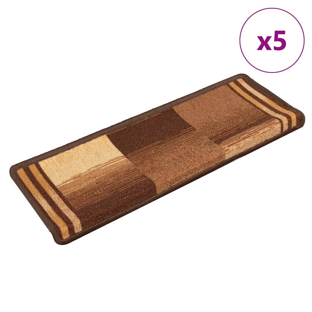 vidaXL Nášlapy na schody samolepicí 5 ks 65x21x4 cm hnědé