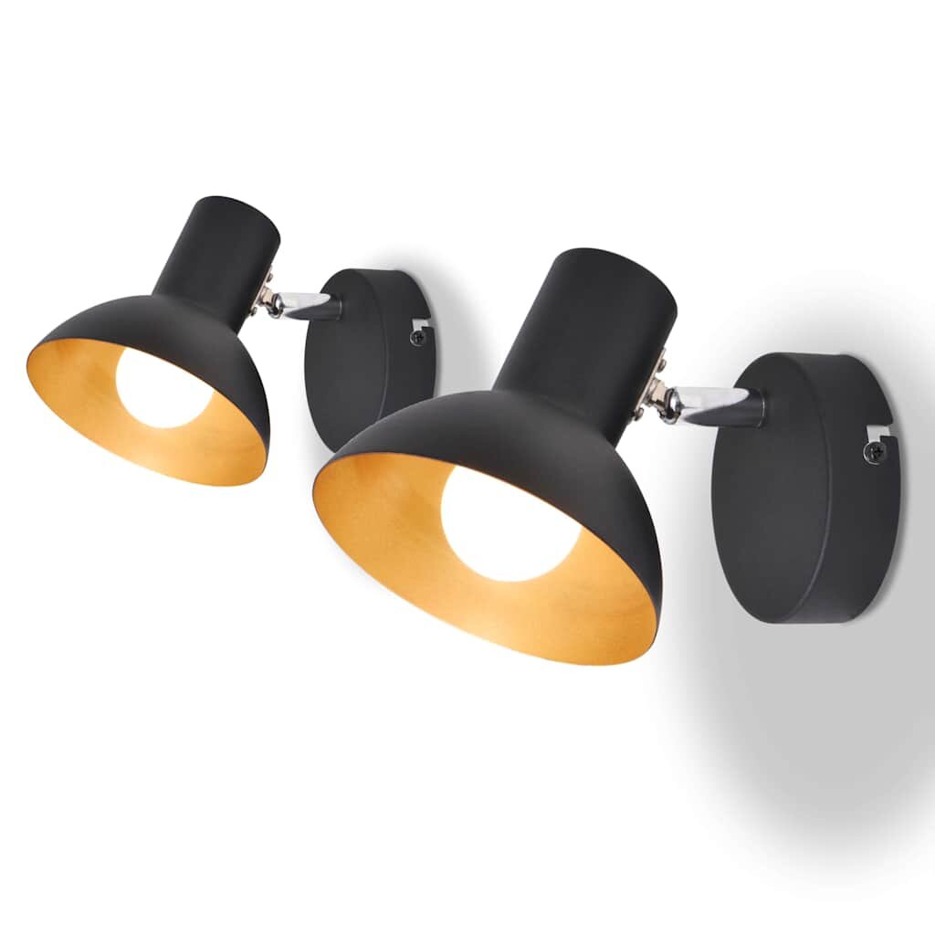 vidaXL Nástěnná lampa 2 ks na 2 žárovky E27 černo-zlatá