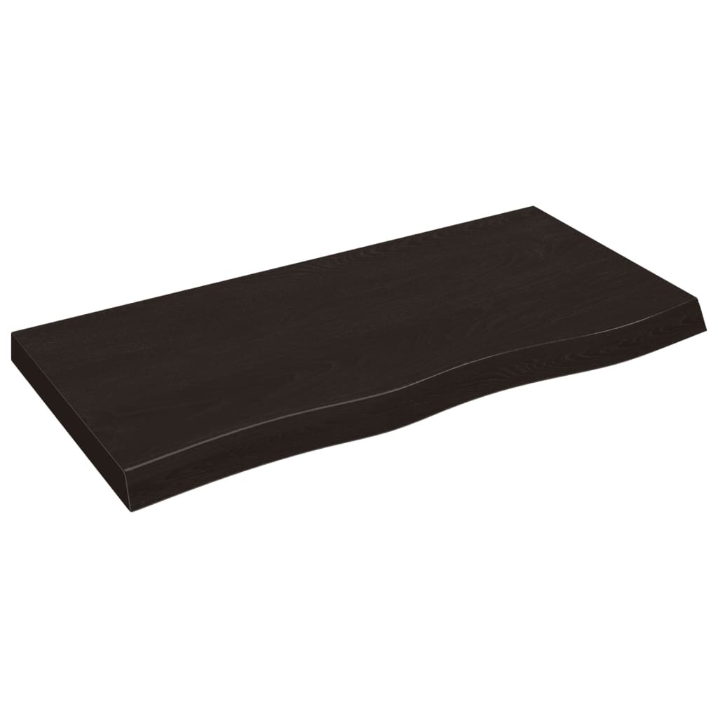 vidaXL Nástěnná police tmavě hnědá 100x50x(2-6)cm ošetřený masivní dub