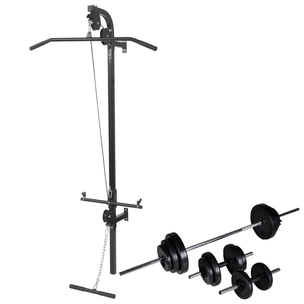 vidaXL Nástěnná posilovací věž se sadou činek 305 kg
