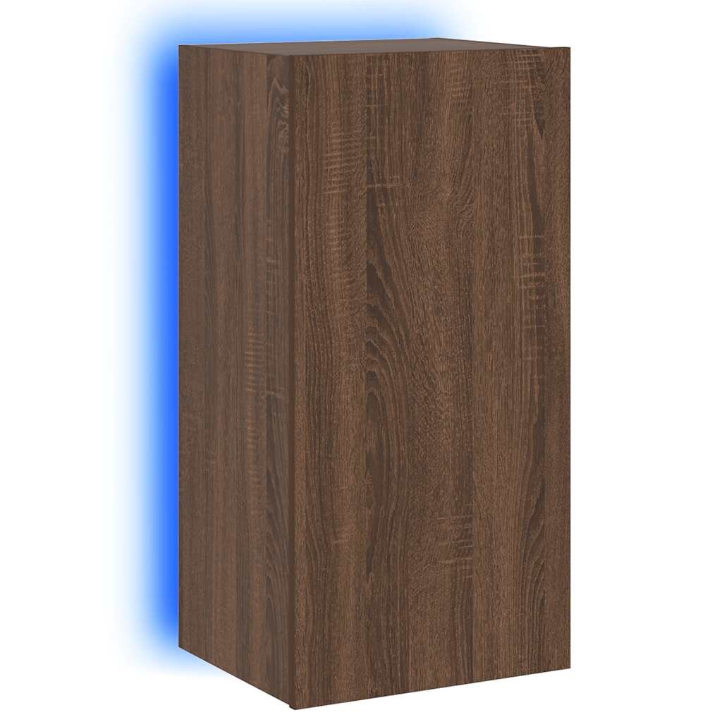 vidaXL Nástěnná TV skříňka s LED osvětlením hnědý dub 405x35x80 cm