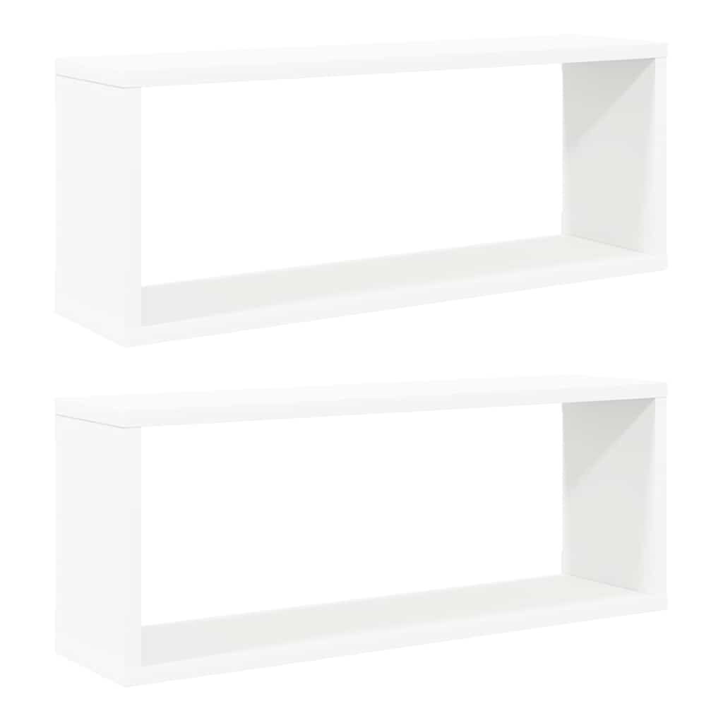 vidaXL Nástěnné obdélníkové police 2 ks bílé 60 x 15 x 23 cm kompozit