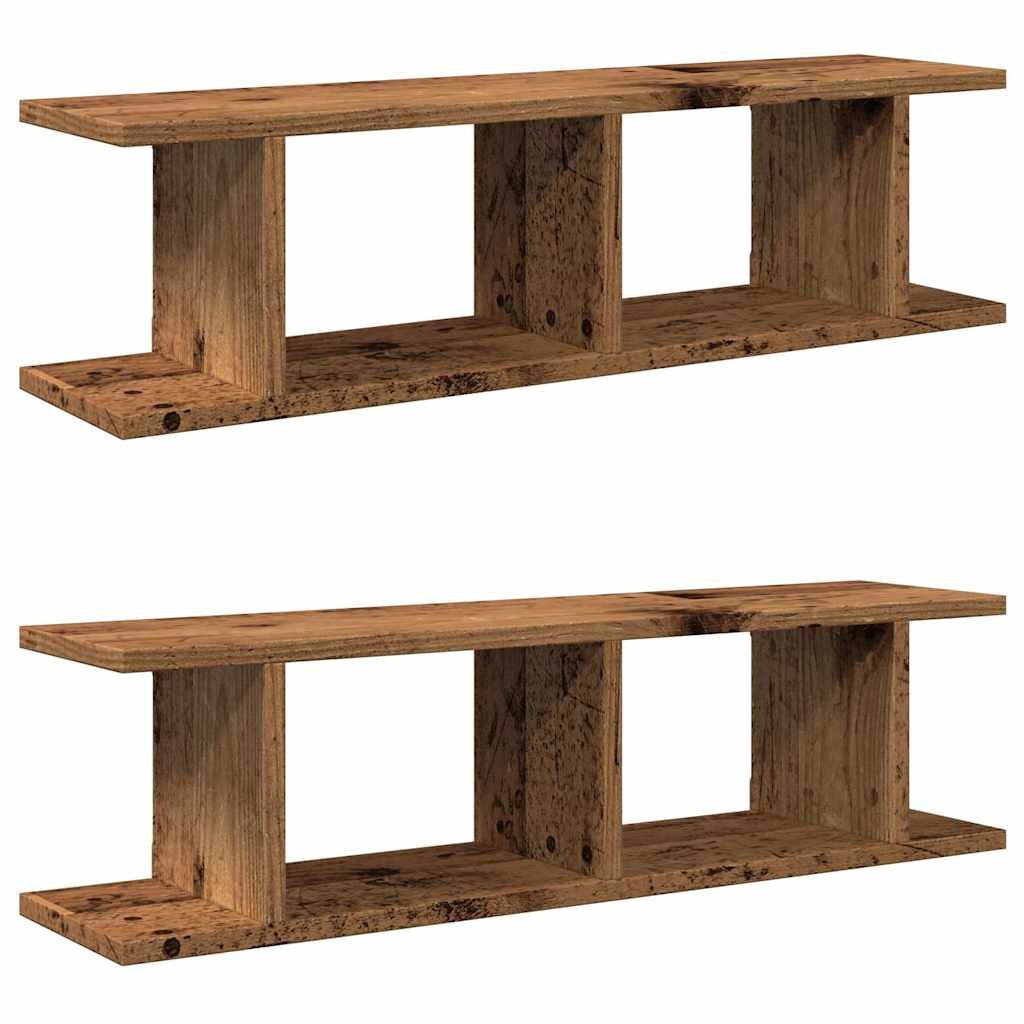 vidaXL Nástěnné police 2 ks old wood 75 x 18 x 20 cm kompozitní dřevo
