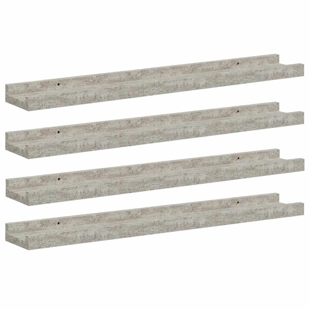vidaXL Nástěnné police 4 ks betonově šedé 60 x 9 x 3 cm