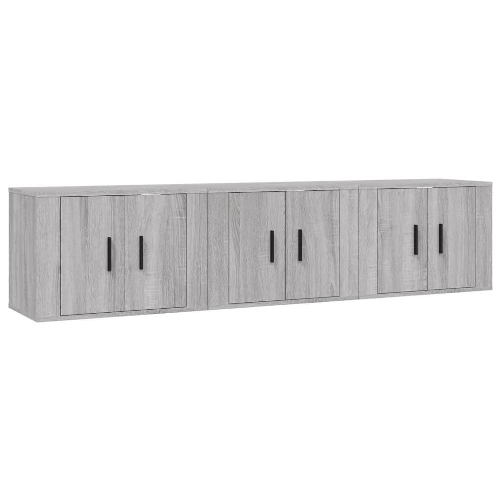 vidaXL Nástěnné TV skříňky 3 ks šedé sonoma 57 x 345 x 40 cm