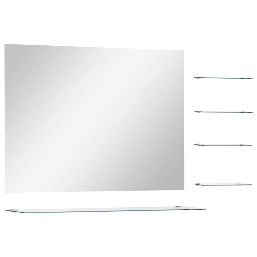 vidaXL Nástěnné zrcadlo s 5 poličkami stříbrné 80 x 60 cm