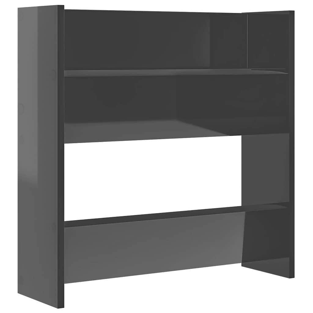 vidaXL Nástěnný botník šedý vysoký lesk 60x18x60 cm kompozitní dřevo