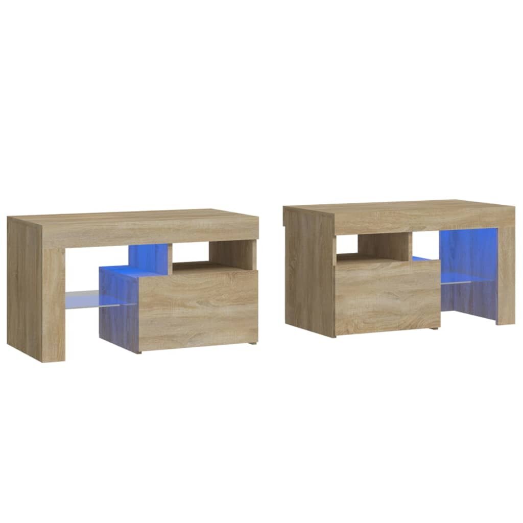 vidaXL Noční stolky 2 ks s LED osvětlením dub sonoma 70 x 365 x 40 cm