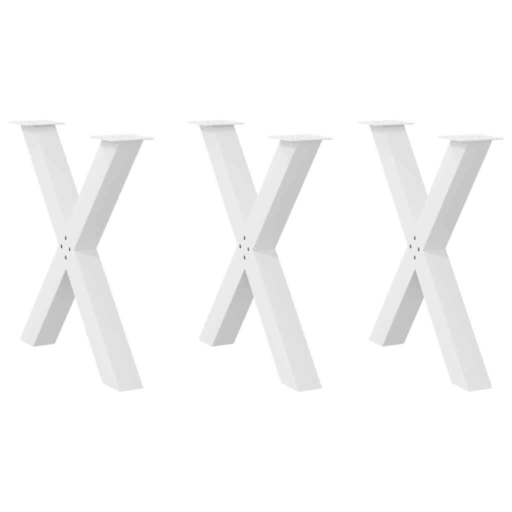 vidaXL Nohy k jídelnímu stolu ve tvaru X 3 ks bílé 80 x (72-73) cm ocel