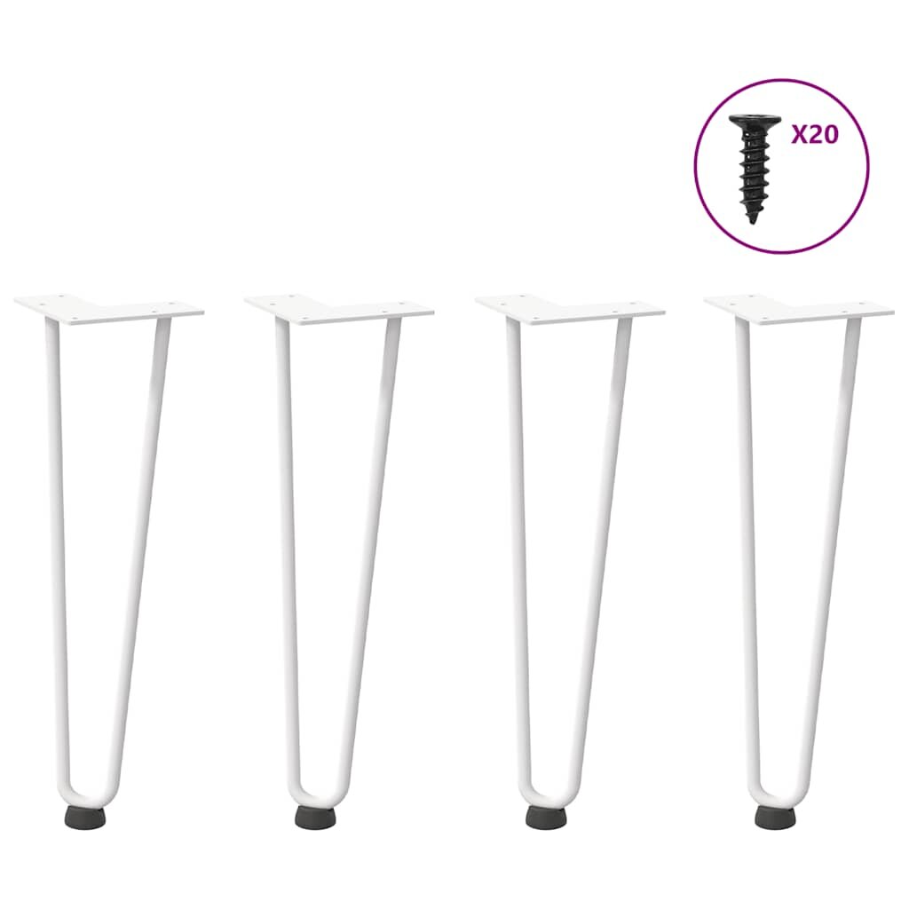 vidaXL Nohy na konferenční stolek ve tvaru vlásenky 4 ks bílé 42 cm masivní ocel