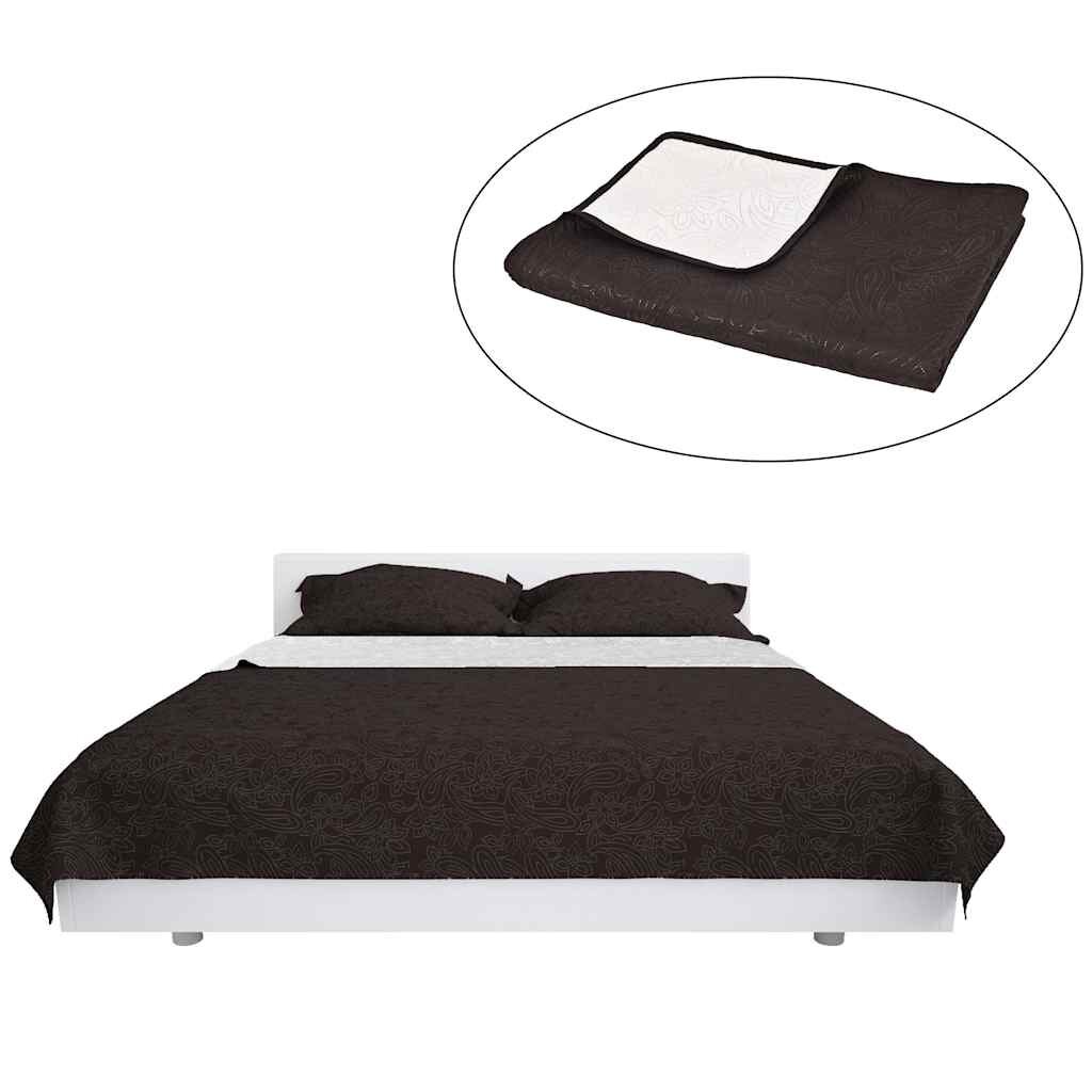 vidaXL Oboustranný prošívaný přehoz na postel 230x260 cm hnědo-krémový