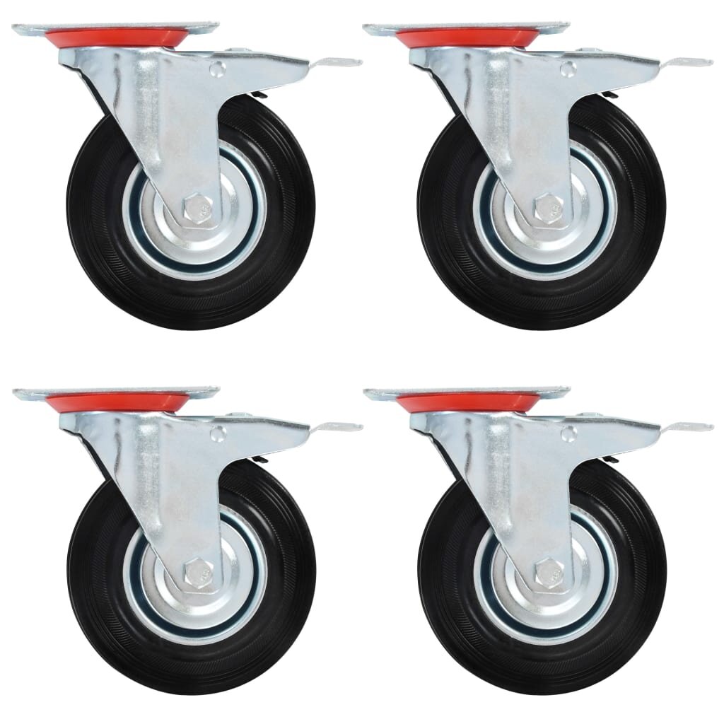 vidaXL Otočná kolečka s dvojitou brzdou 4 ks 125 mm