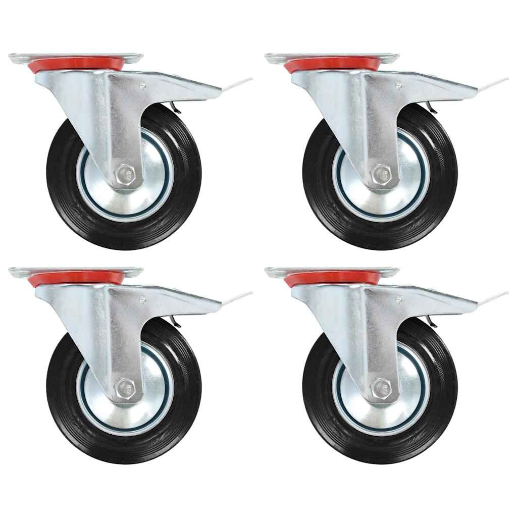 vidaXL Otočná kolečka s dvojitou brzdou 4 ks 160 mm