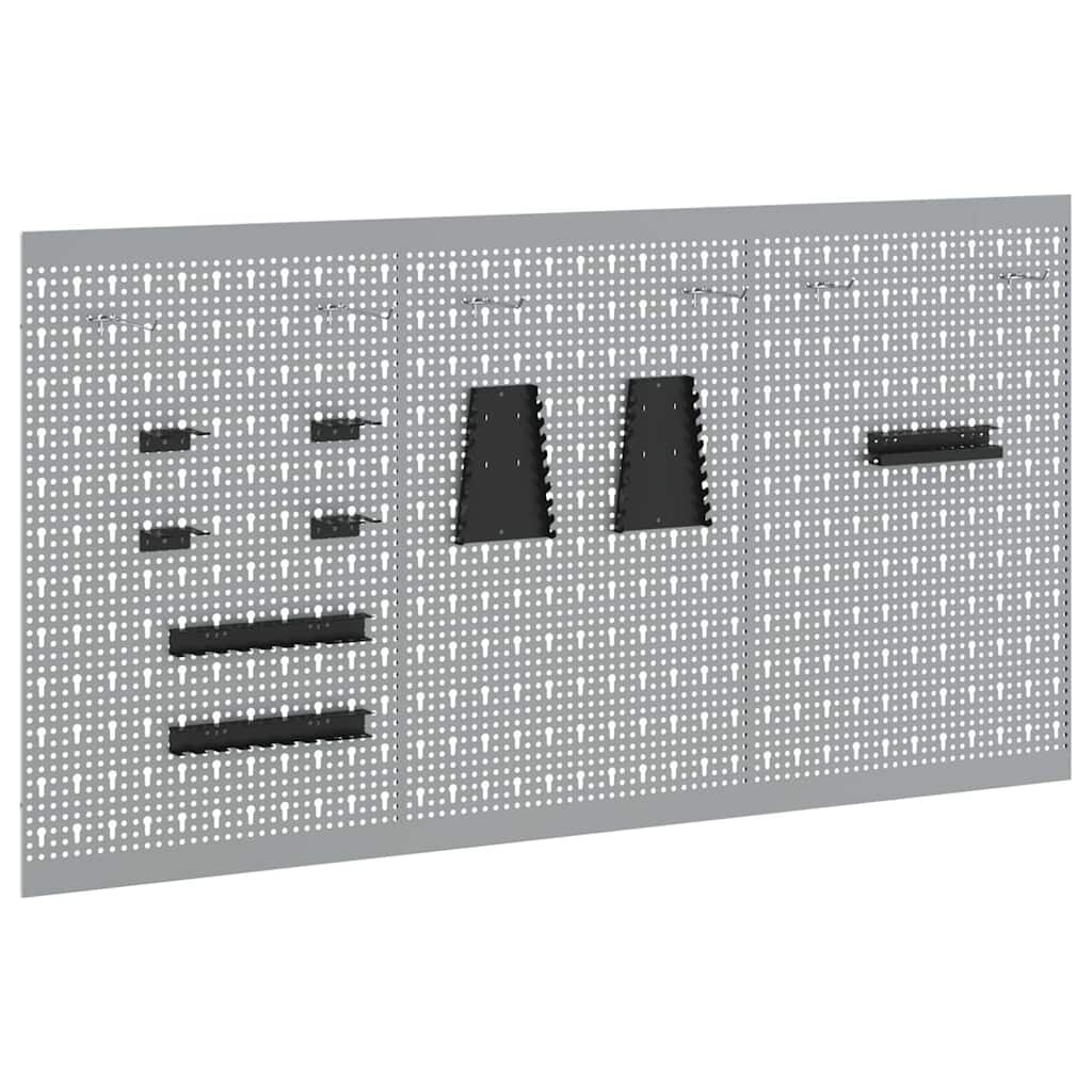 vidaXL Panel na nářadí 3 ks Šedá 150 x 1 x 80 cm Ocel