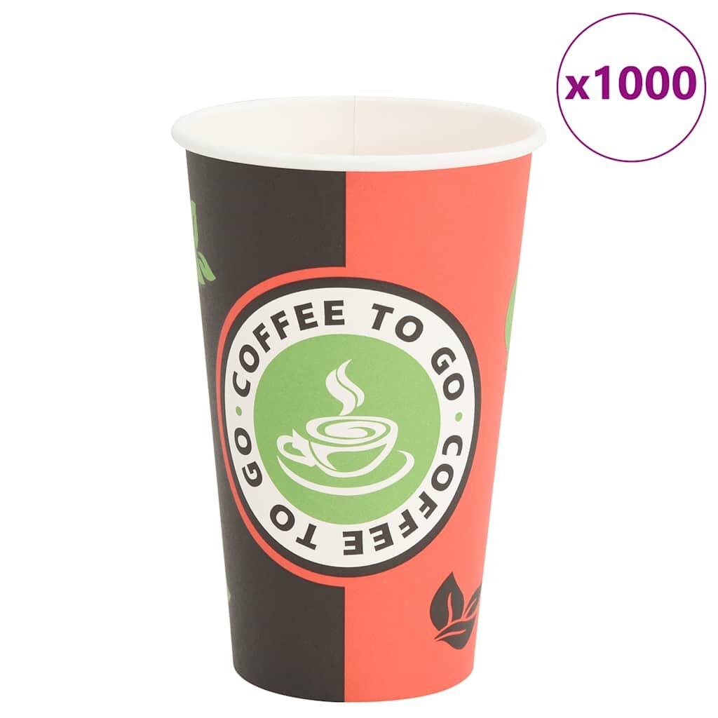 vidaXL Papírové kelímky na kávu 1000 pcs 16oz 400ml červeno-černý