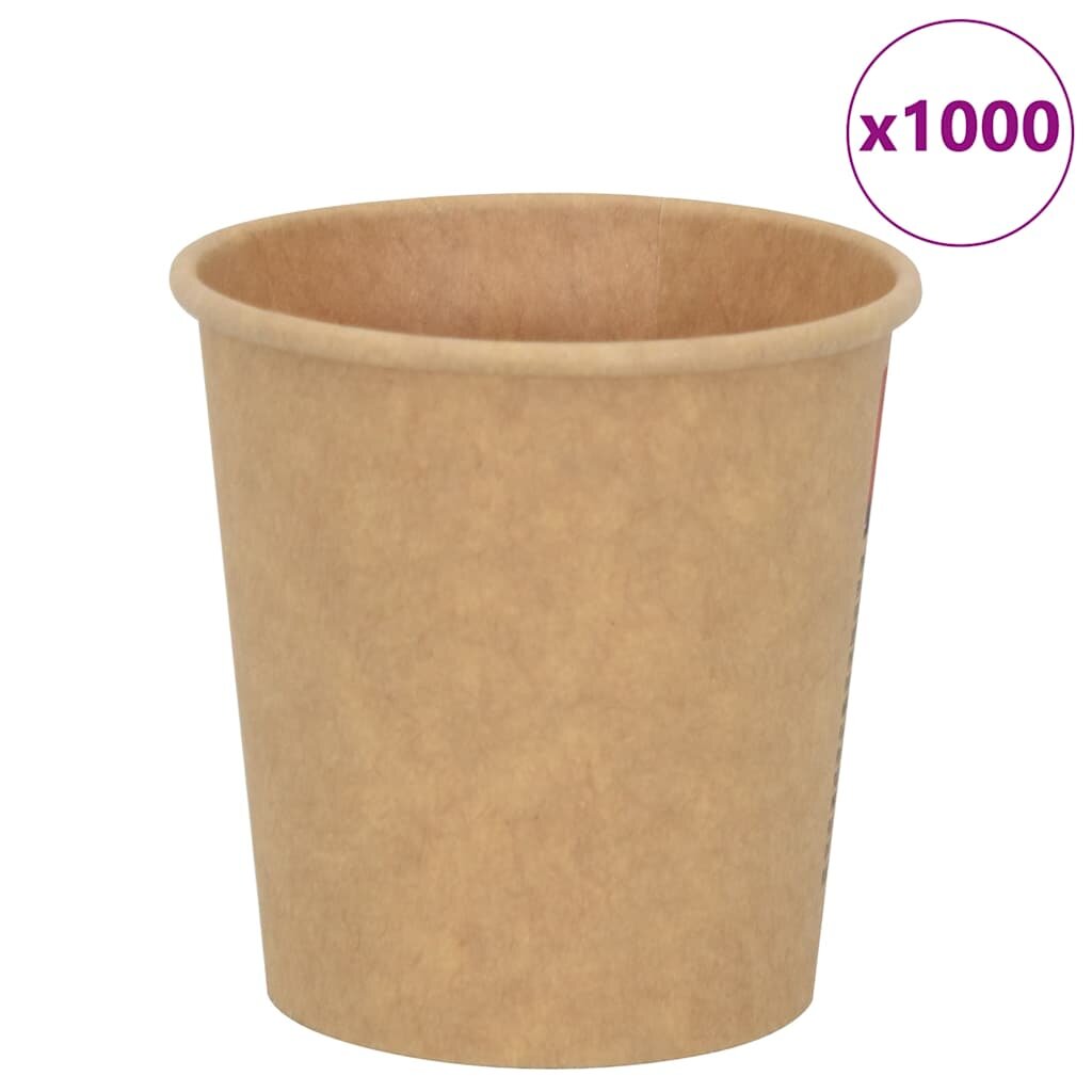 vidaXL Papírové kelímky na kávu 1000 pcs 4oz 100ml hnědé