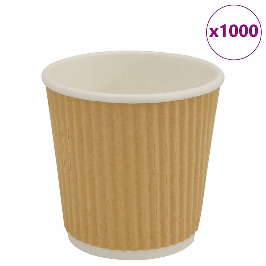 vidaXL Papírové kelímky na kávu 1000 pcs 4oz 100ml hnědé