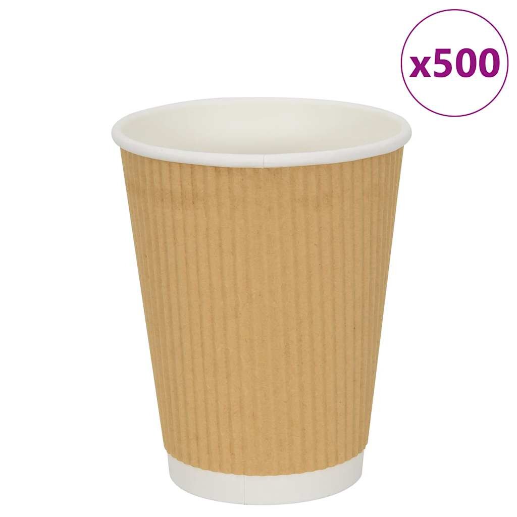 vidaXL Papírové kelímky na kávu 500 pcs 12oz 300ml hnědé