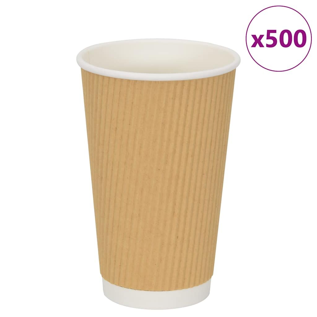 vidaXL Papírové kelímky na kávu 500 pcs 16oz 400ml hnědé