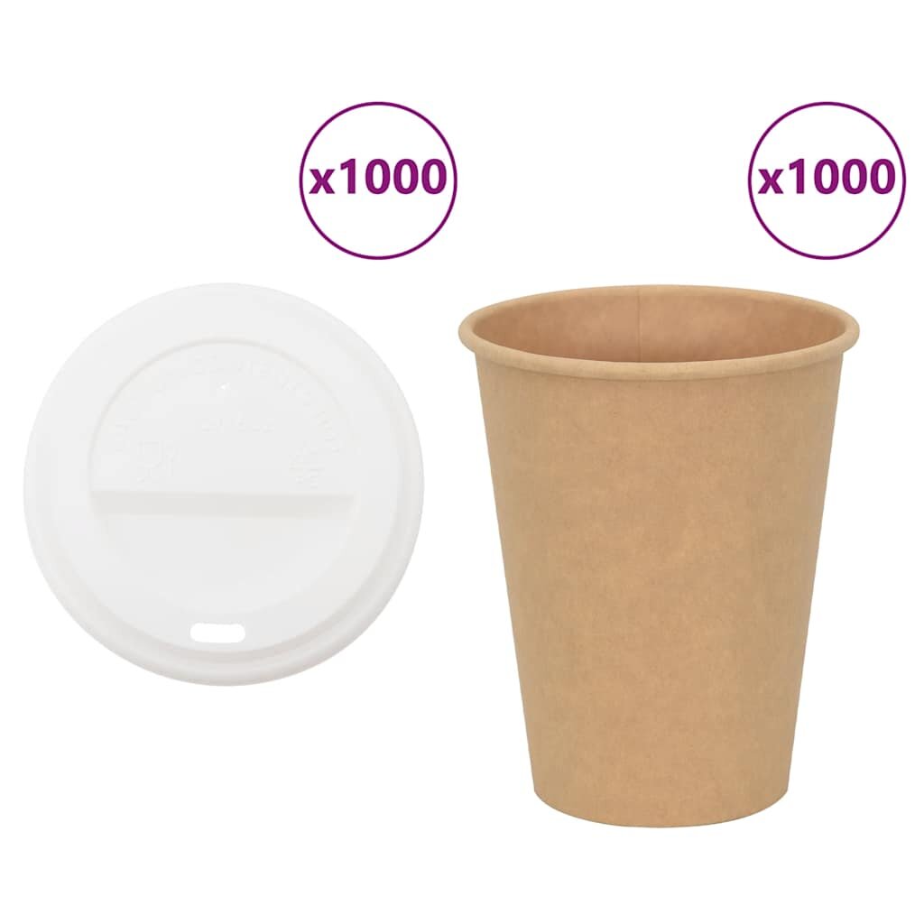 vidaXL Papírové kelímky na kávu s víčky 1000 pcs 12oz 300ml